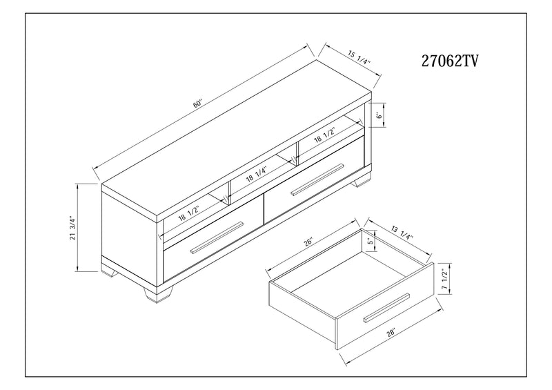 Meuble pour téléviseur Glendale de 60 po avec rangement et système de gestion des câbles pour téléviseurs jusqu’à 65 po - gris