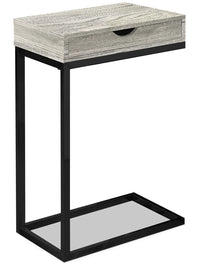 Table de fauteuil moderne Harper de 15,75 po avec rangement - grise avec pattes en métal noir