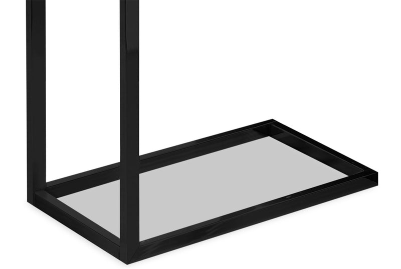 Table de fauteuil moderne Harper de 15,75 po avec rangement - grise avec pattes en métal noir