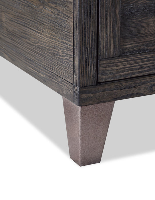 Table à café industrielle Hilla de 54,38 po avec dessus relevable et rangement - bois brun foncé avec pattes en métal