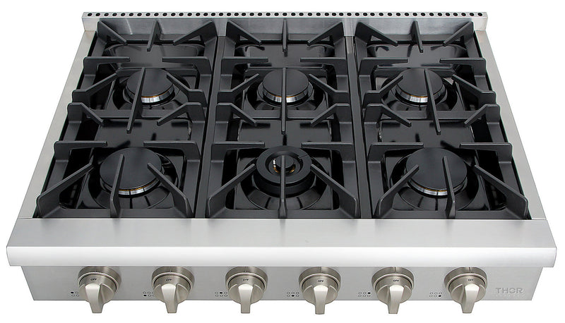 Dessus de cuisinière à gaz de 36 po Thor Kitchen - HRT3618U-SS