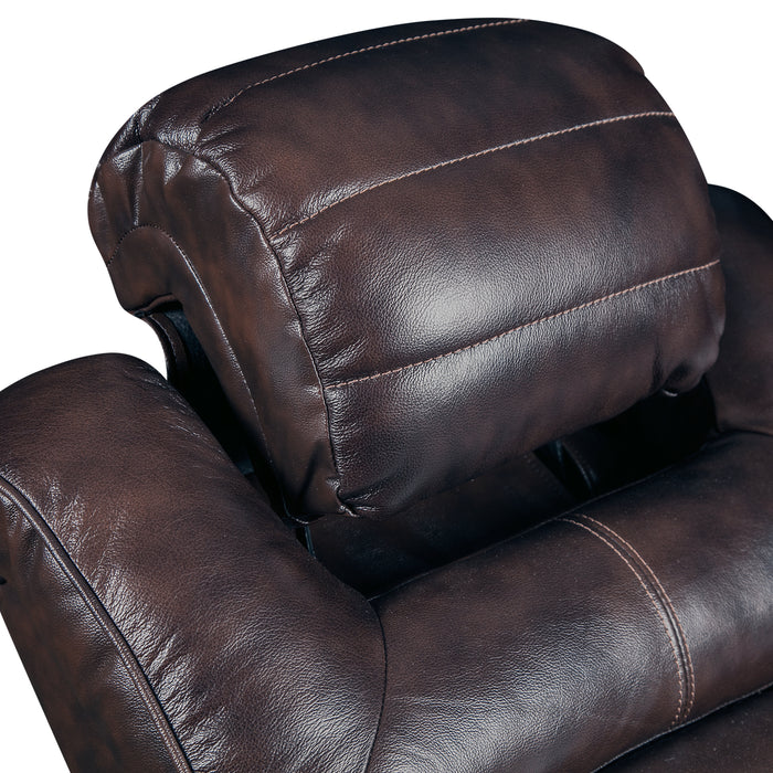 Sofa sectionnel à inclinaison électrique Hugo 5 pièces en cuir véritable avec consoles de rangement et porte-gobelets - brun