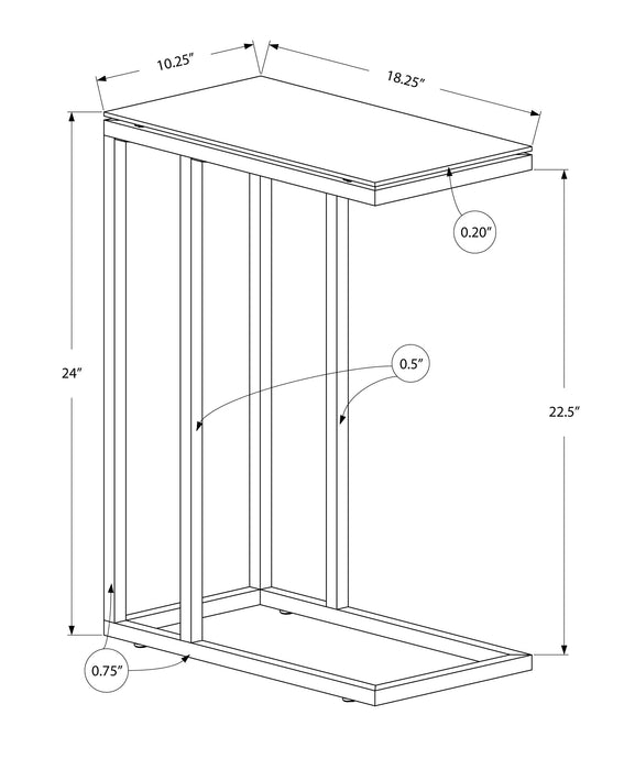 Table d’appoint en métal blanc avec verre trempé givré