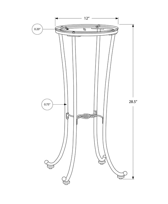 Table d’appoint en métal noir martelé avec verre trempé