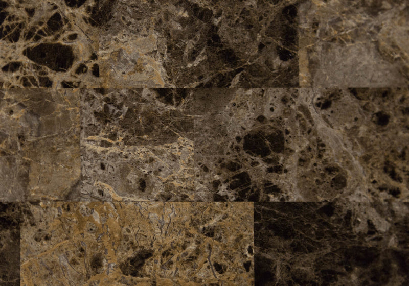 Petit ensemble de salle à manger rectangulaire de 5 pièces - d'aspect marbre brun