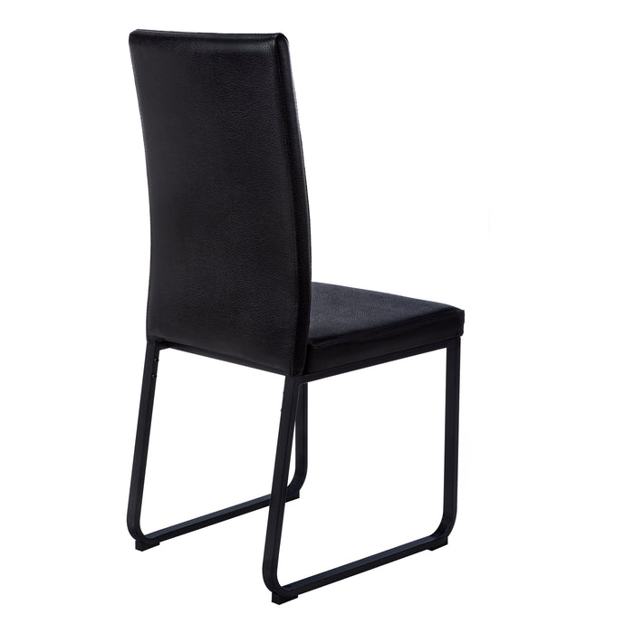 Chaise de salle à manger noir et d’apparence cuir noir, 2 pièces