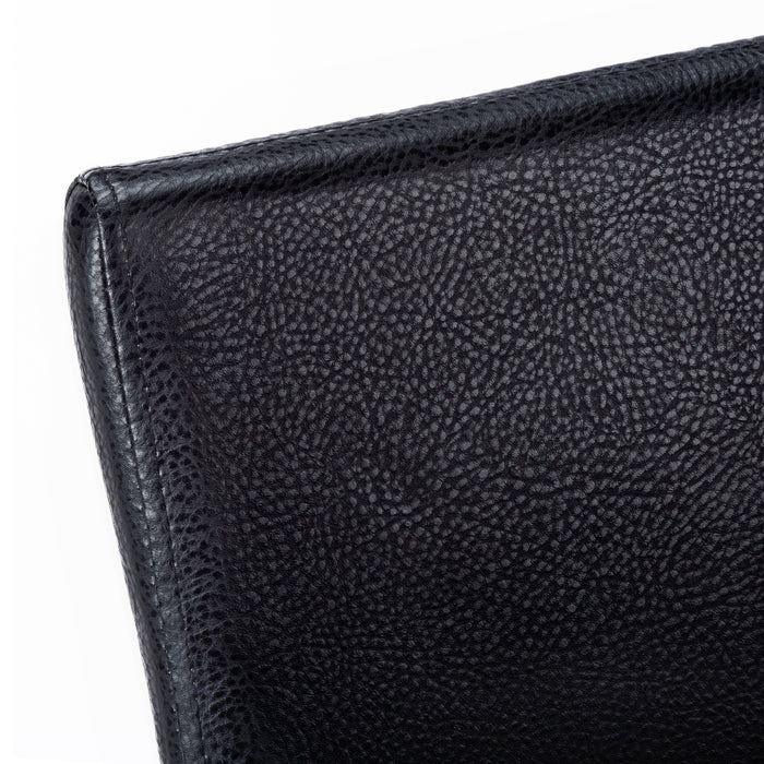 Chaise de salle à manger noir et d’apparence cuir noir, 2 pièces