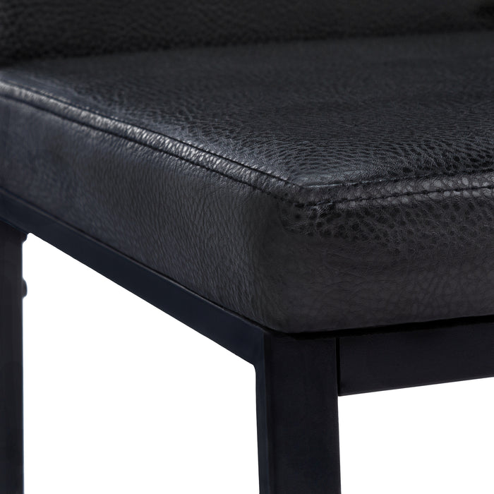 Chaise de salle à manger noir et d’apparence cuir noir, 2 pièces