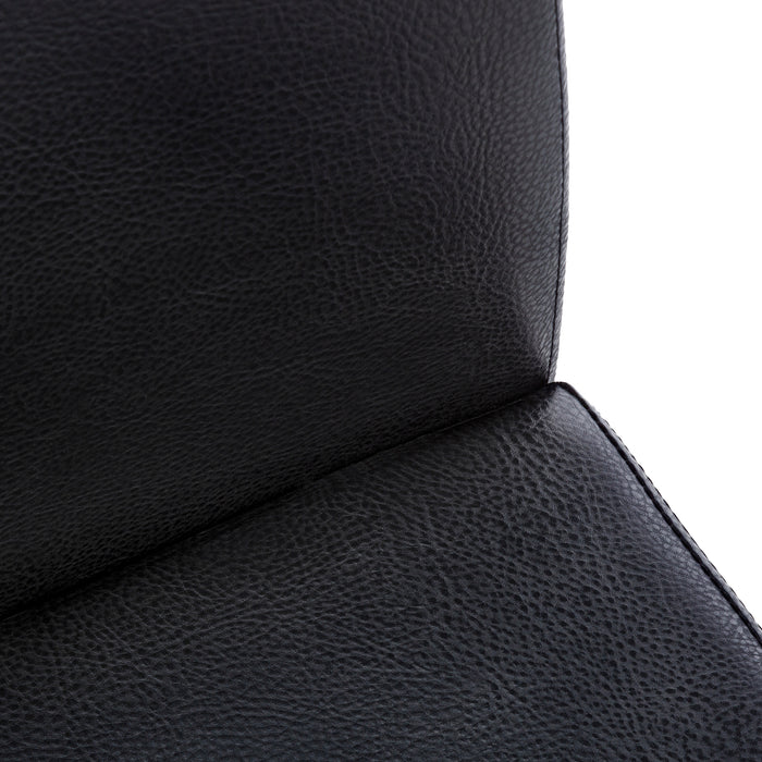 Chaise de salle à manger noir et d’apparence cuir noir, 2 pièces