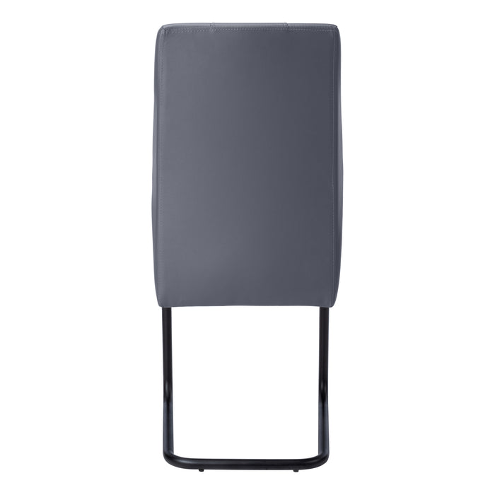 Chaise de salle à manger métal et d’apparence cuir gris, 2 pièces 