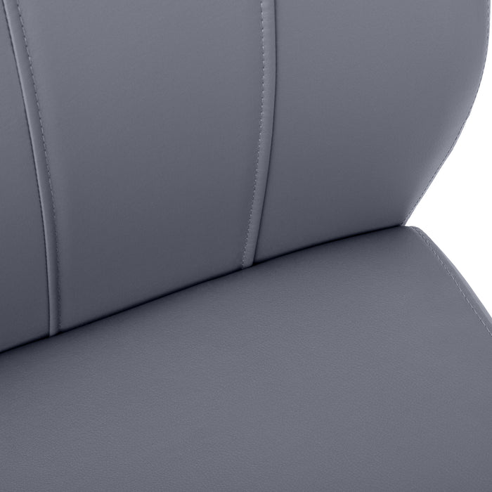 Chaise de salle à manger métal et d’apparence cuir gris, 2 pièces 