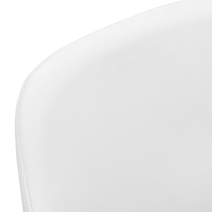 Chaise de salle à manger métal chromé et d’apparence cuir blanc, ensemble de 2