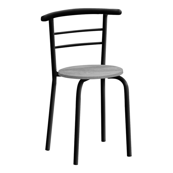 Ensemble de salle à manger à dessus gris et métal noir, 3 pièces