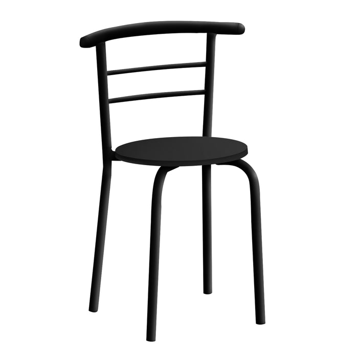 Ensemble de salle à manger à dessus noir et métal noir, 3 pièces