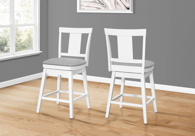 Tabouret bar blanc et d’apparence cuir gris, ensemble de 2