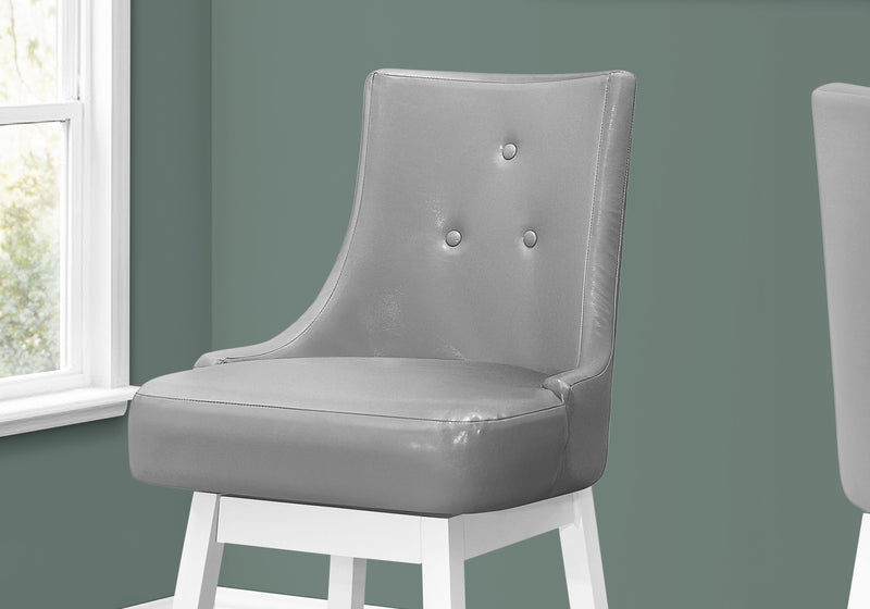Tabouret bar blanc et d’apparence cuir gris, ensemble de 2