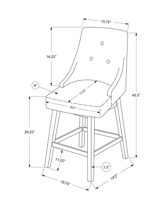 Tabouret bar blanc et d’apparence cuir gris, ensemble de 2