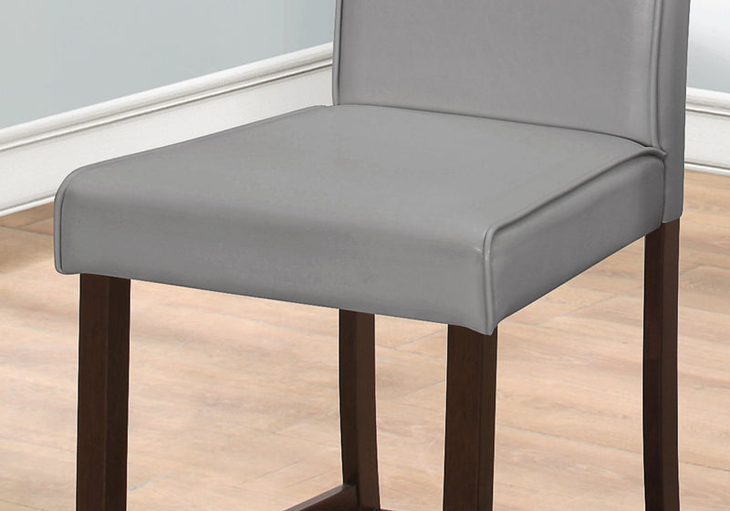 Chaise de salle à manger d’apparence cuir gris de hauteur comptoir, 2 pièces