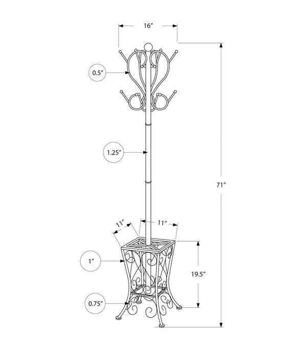 Portemanteau en métal noir avec support à parapluie