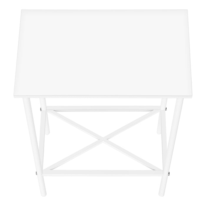 Table d’appoint étroit en métal blanc