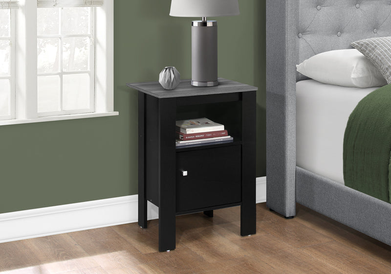 Table de nuit d’appoint noire et dessus gris