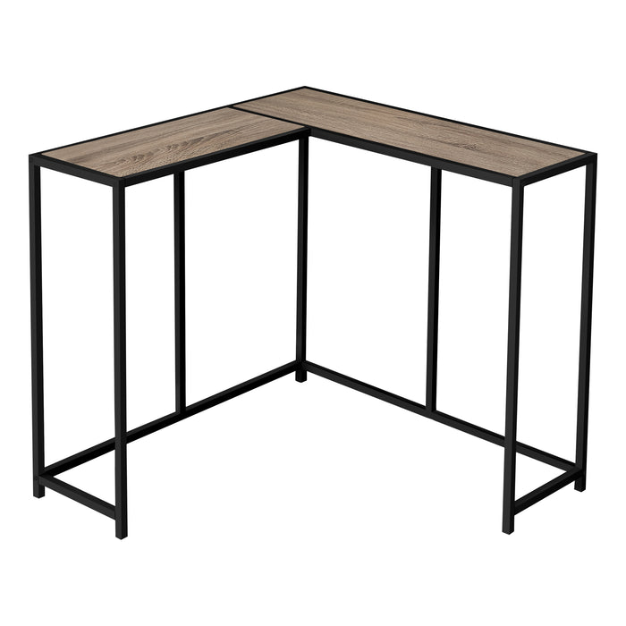 Console noire et d’apparence bois taupe foncé