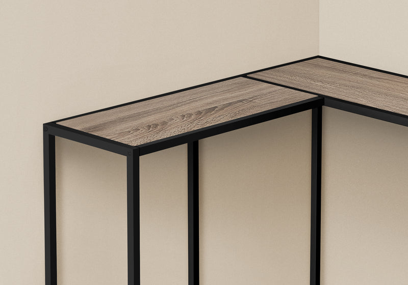 Console noire et d’apparence bois taupe foncé