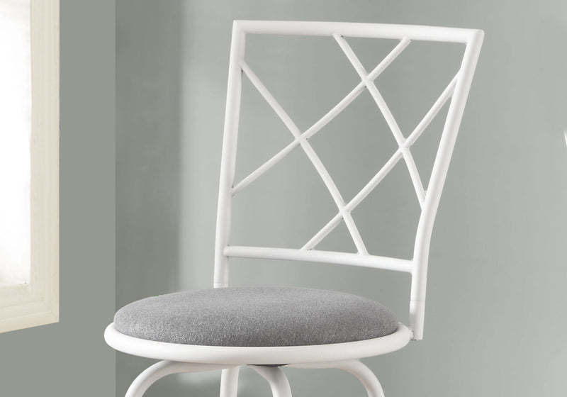 Tabouret bar pivotant blanc avec siège en tissu gris, 2 pièces 