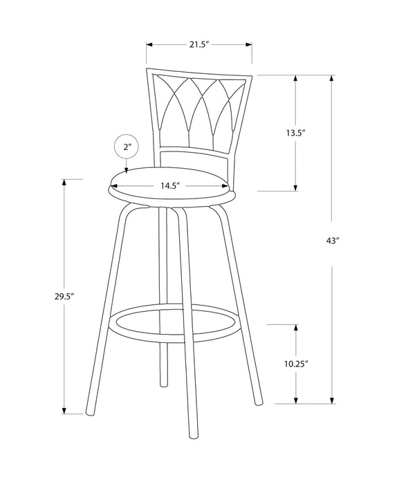 Tabouret bar pivotant en métal café foncé, 2 pièces