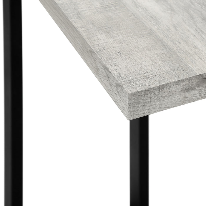Table d’appoint en métal noir et d’apparence bois recyclé gris