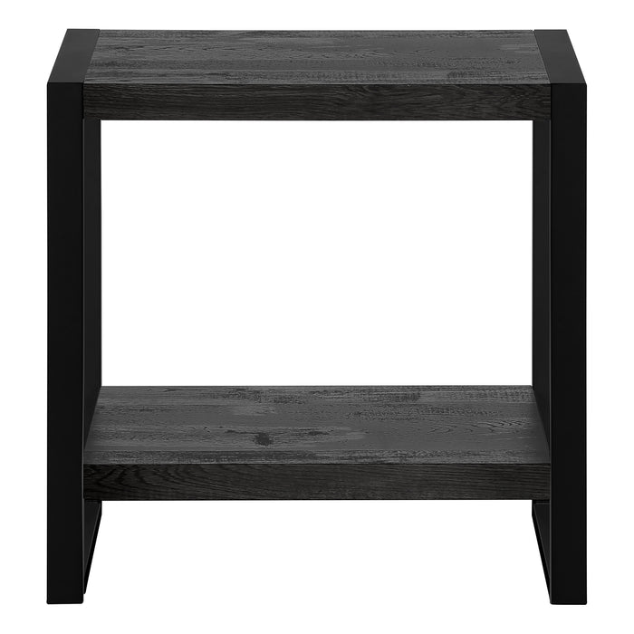 Table d’appoint en métal noir et d’apparence bois recyclé noir