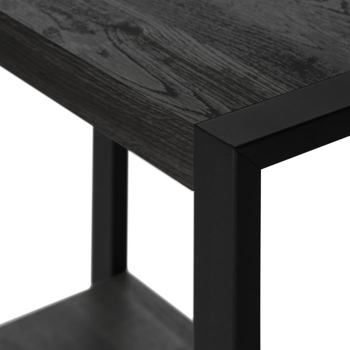 Table d’appoint en métal noir et d’apparence bois recyclé noir