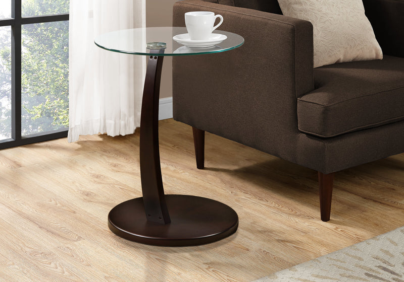 Table d’appoint en bois courbé espresso avec verre trempé