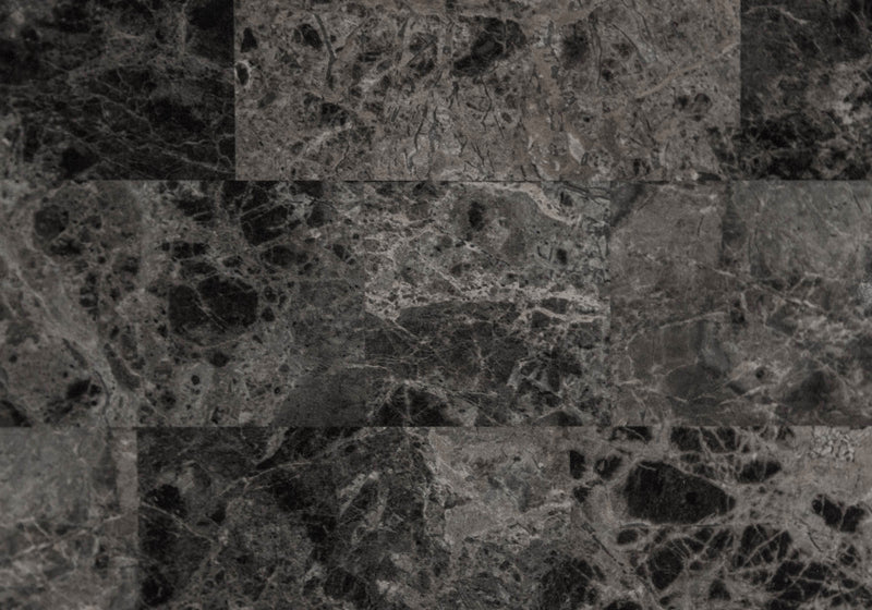 Ensemble de salle à manger 3 pièces en marbre gris et en métal anthracite