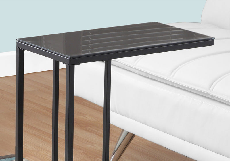 Table d'appoint en métal noir et verre trempé noir