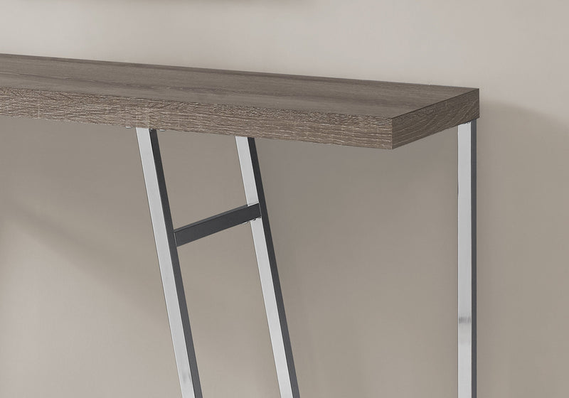 Table d’appoint taupe foncé et métal chromé