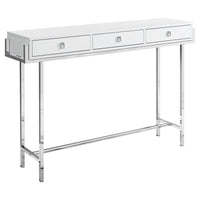 Table d’appoint blanc lustré et métal chromé