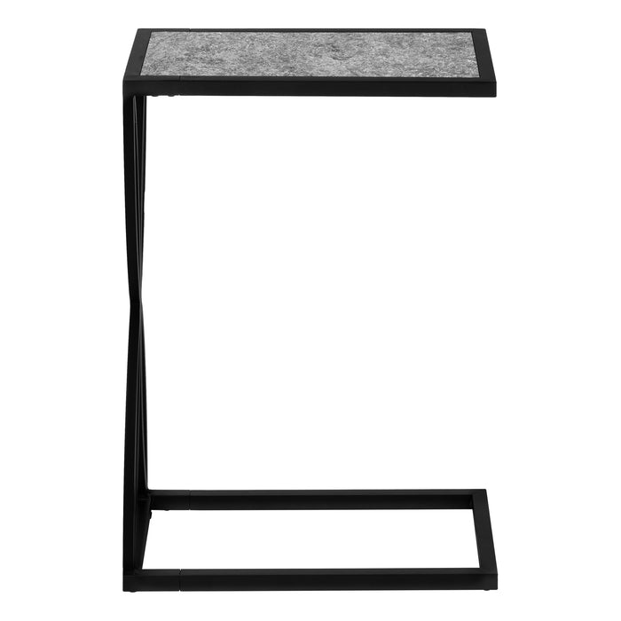 Table d’appoint métal noir et d’apparence pierre gris