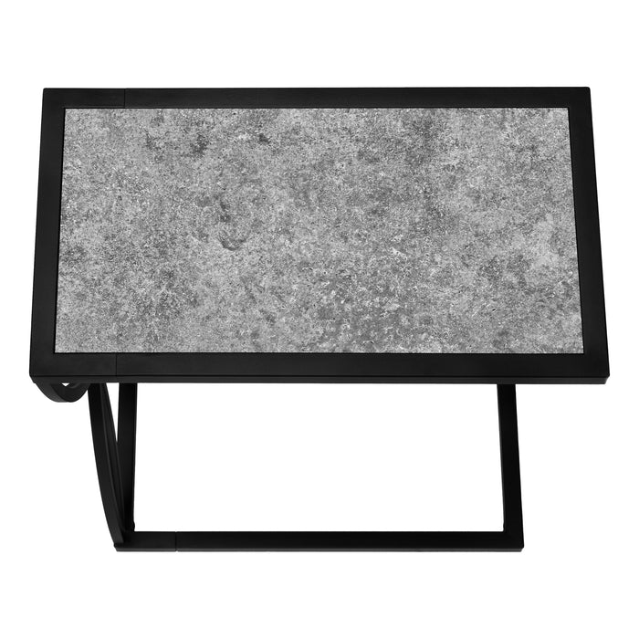 Table d’appoint métal noir et d’apparence pierre gris