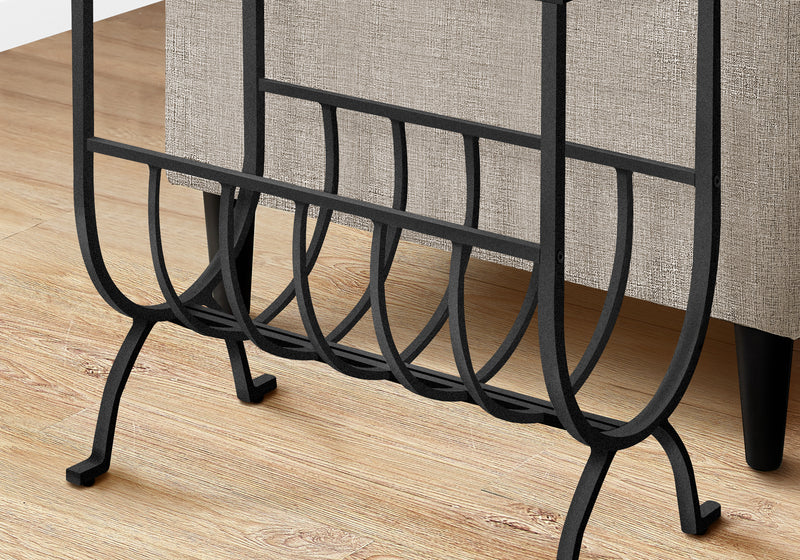 Table d’appoint en métal noir avec verre trempé