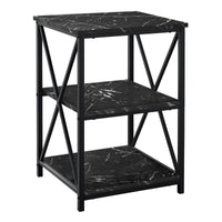 Table de nuit d’appoint métal noir et imitation de marbre noir
