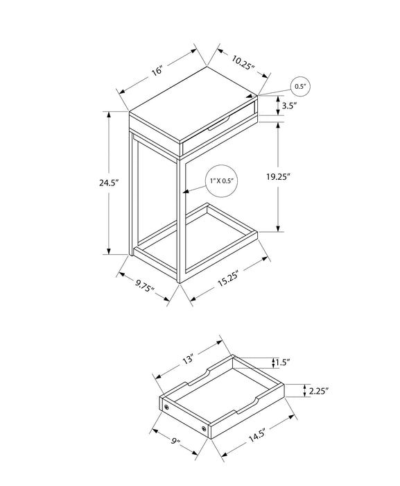 Table d’appoint noire et métal noir avec un tiroir