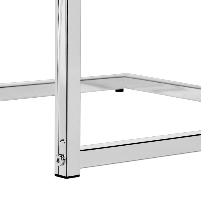 Table d’appoint blanc lustré et métal chromé