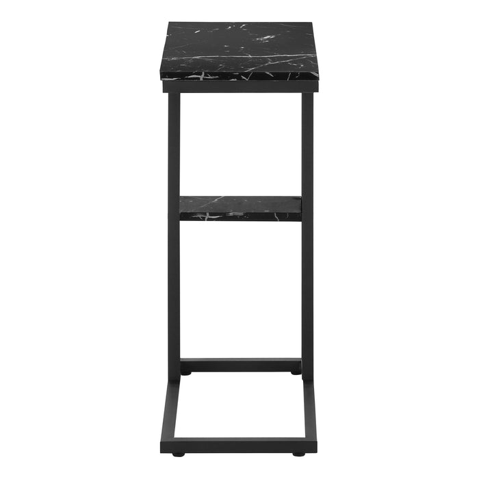 Table d’appoint en métal noir et imitation de marbre noir