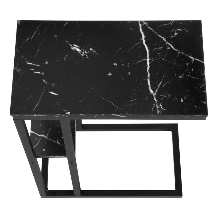 Table d’appoint en métal noir et imitation de marbre noir