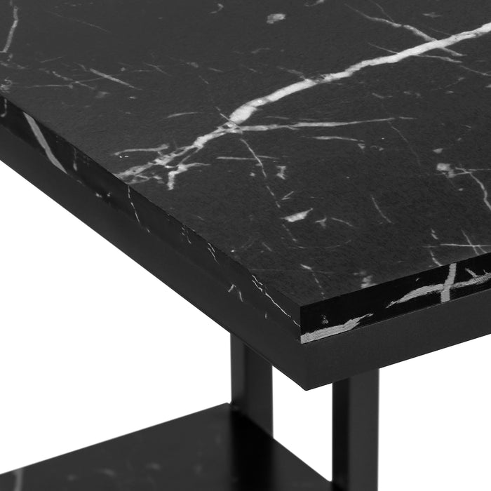 Table d’appoint en métal noir et imitation de marbre noir