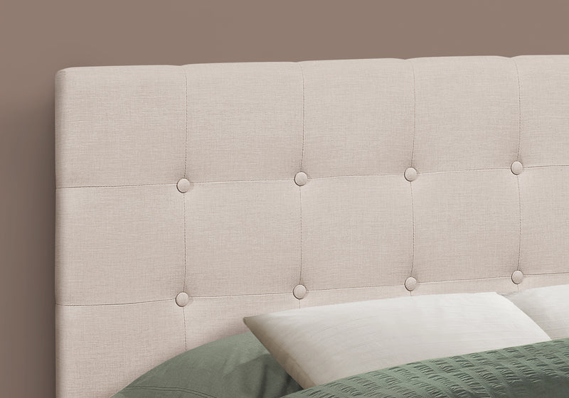 Tête de lit d’apparence lin beige pour lit double