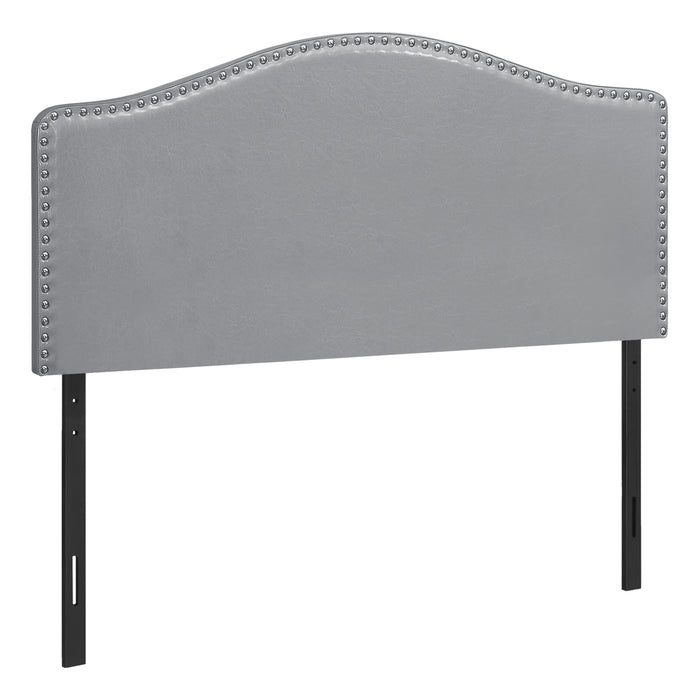 Tête de lit d’apparence cuir gris pour lit double