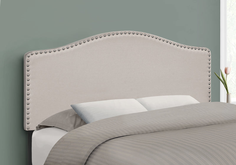 Tête de lit d’apparence lin beige pour lit double