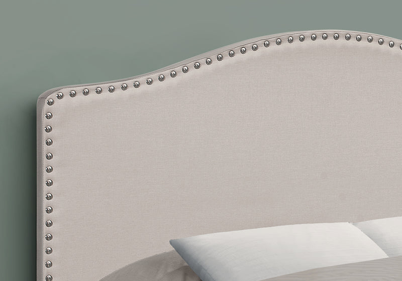 Tête de lit d’apparence lin beige pour lit double